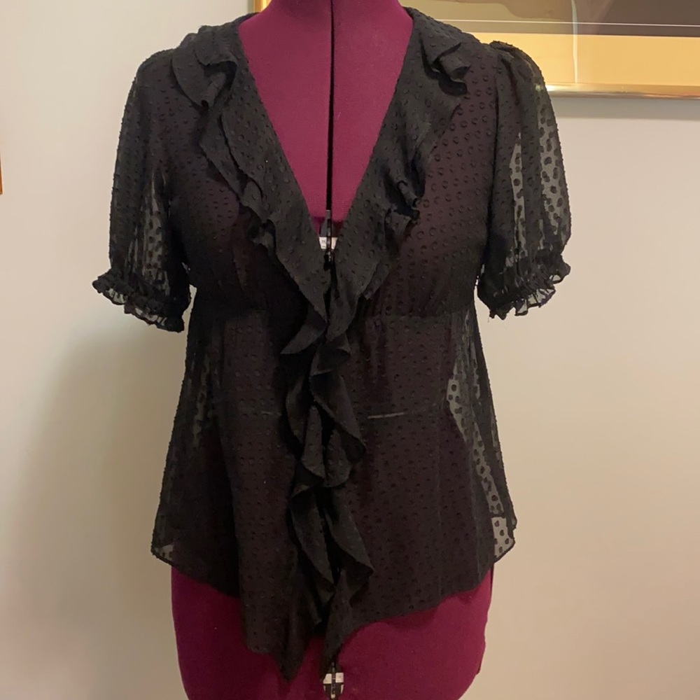 Anthropologie Black Ruffled Blouse